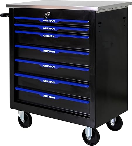 Miniatura 70 de Larmliss Carro de herramientas rodante de 5 cajones, caja de herramientas rodante sobre ruedas, organizador de almacenamiento de herramientas