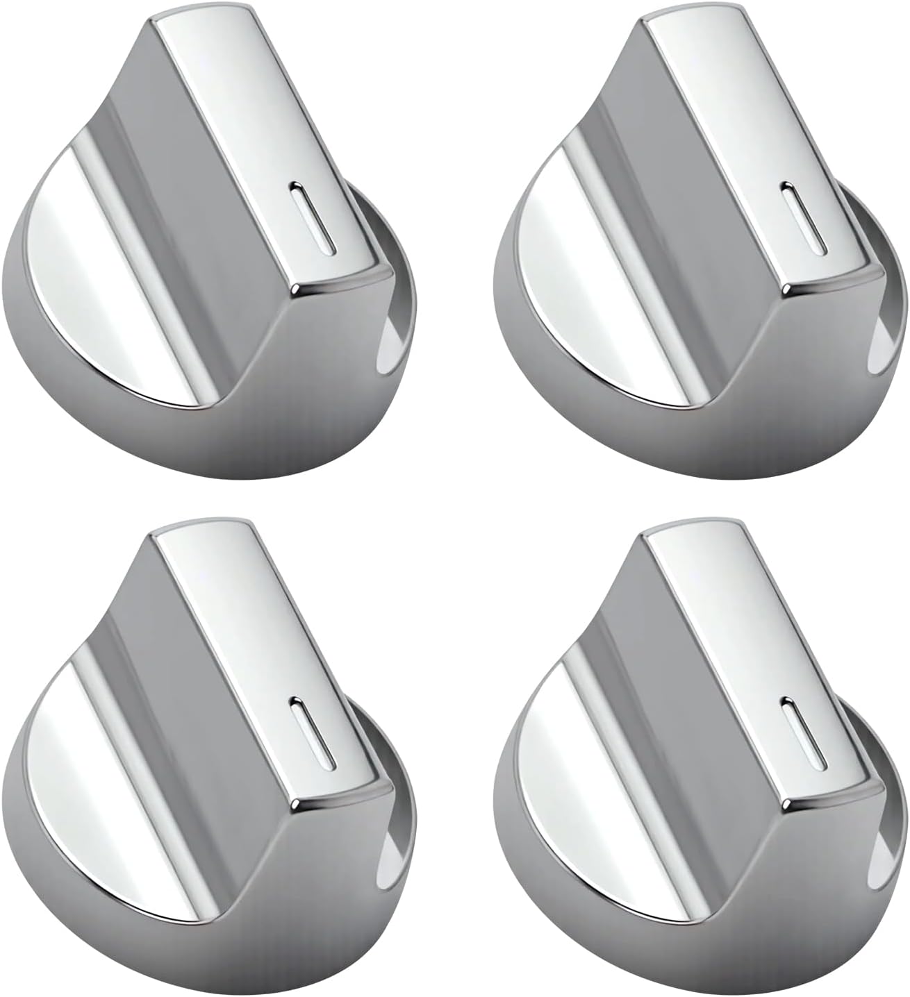 Silver Gas Range Knob Set (4-Pack) - Compatible with Select Stove Models - Replacement for W11418244, W11130627, W11222054