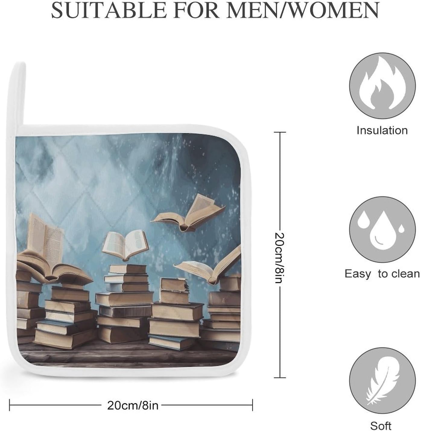 Books in The Sky Polyester Heat Resistant Pot Pad Non Slip Anti Scald Hot Dish Mat Reusable Table Protector for Kitchen Hot Pot Mat Wear Resistant Heat Proof Table Pad for Countertop Dining Room