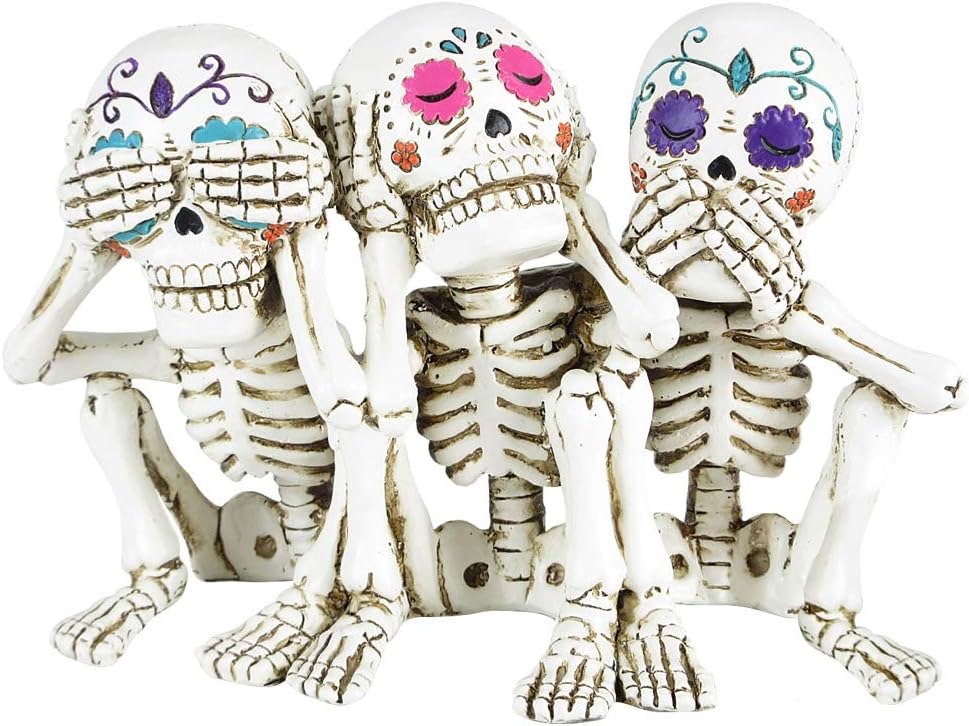 Nemesis Now Three Wise Calaveras Skeleton Figurine 20.3cm, Polyresin, White, One Size