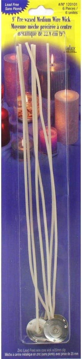 Yaley 9 Inch Pre-Waxed Wire Wicks - 6PK/Medium