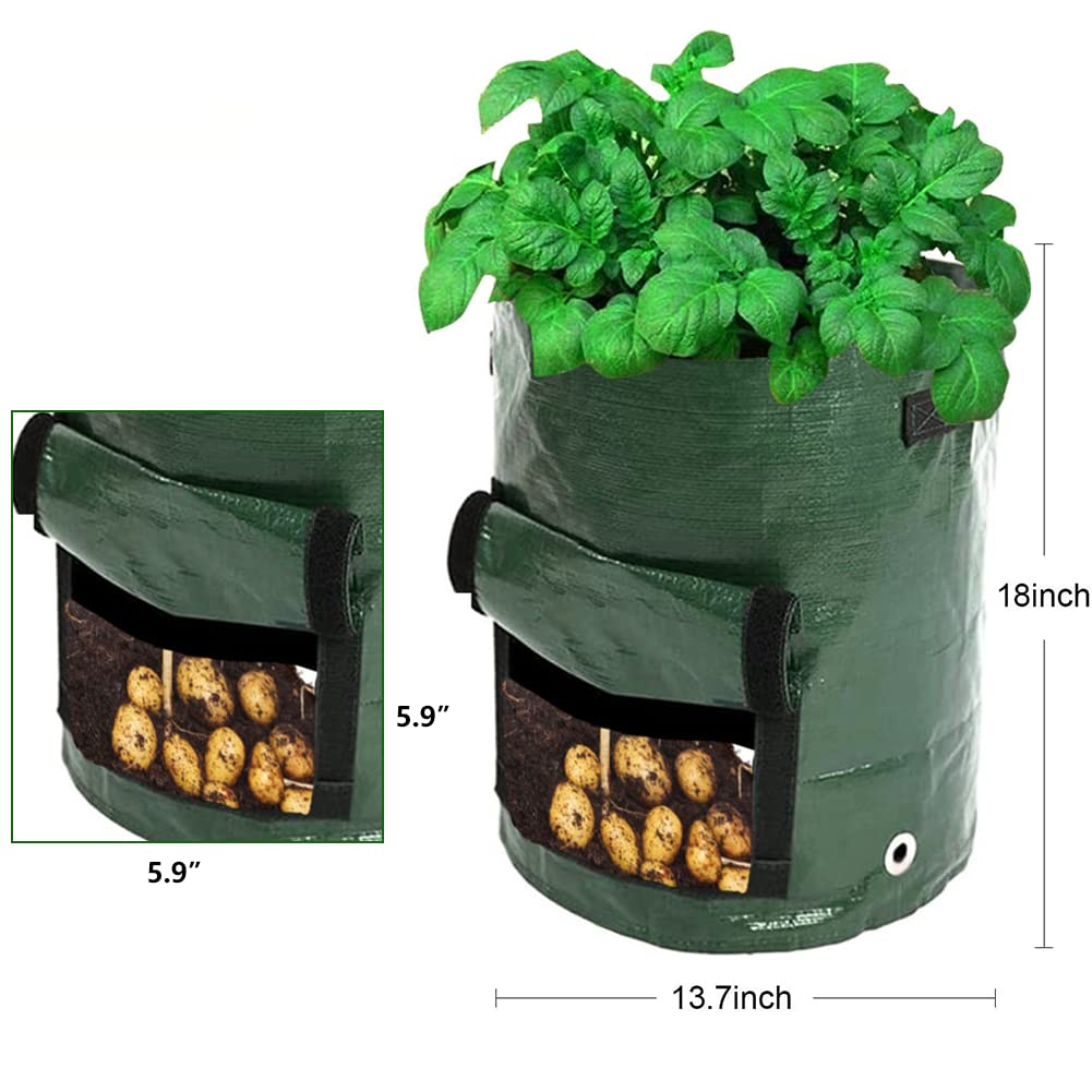 Kartoffel-Pflanzbeutel mit Klappe und Griffen, für Gemüse, Garten, Pflanzbeutel zum Anbau von Kartoffeln, Tomaten und Früchten, 10 Stück