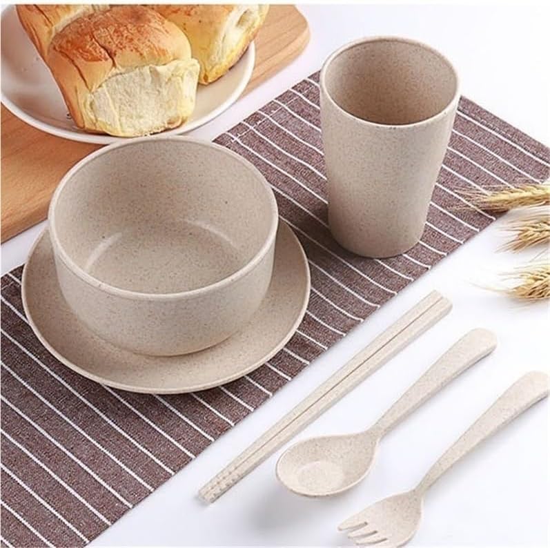 Camping MessKit, Camping Utensils, Reusable 6-Piece Tableware Set, Flatware Cutlery Set for Travel, Camping, Picnic, Outdoor, Camping Gear Include Chopsticks Spoon Fork Cutlery Set, Cup Bowl Plate