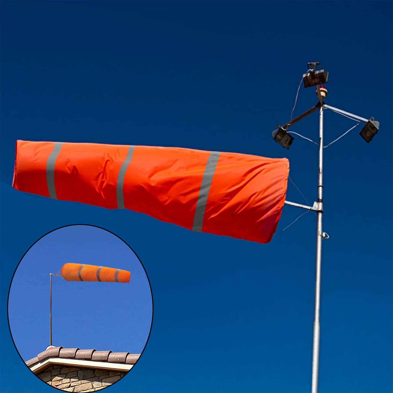 2 Pièces Manche à Air Orange, Manche à Air Réfléchissante Orange, Manche à Air Ripstop, pour Utilisé dans la Météorologie, L'agriculture, L'exploration Pétrolière et D'autres Industries (Orange)