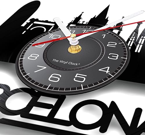 Miniatura 3 de Reloj de pared de 12 pulgadas con diseño de paisaje urbano de Barcelona, arte de sombras, arte de viaje español, moderno, decorativo, silencioso, de