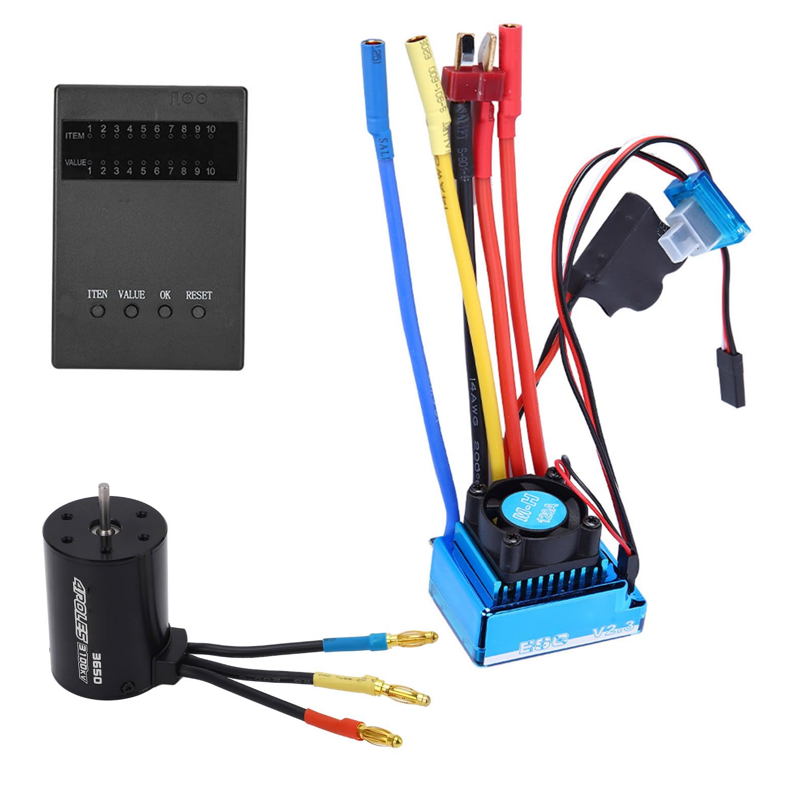 Yinhing 3650 3100KV Silnik Bezszczotkowy 80A Zestaw Kart Programowych ESC Dla/10 Części Zamiennych do Samochodów RC z możliwością Dostosowania ustawień o Wysokich Obrotach (120A)