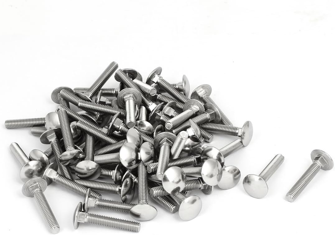 M6x35mm 304 Nails, Screws & Fasteners Stainless Steel Fully Thread Square Neck Carriage Bolts Nut & Bolt Sets DIN603 60pcs