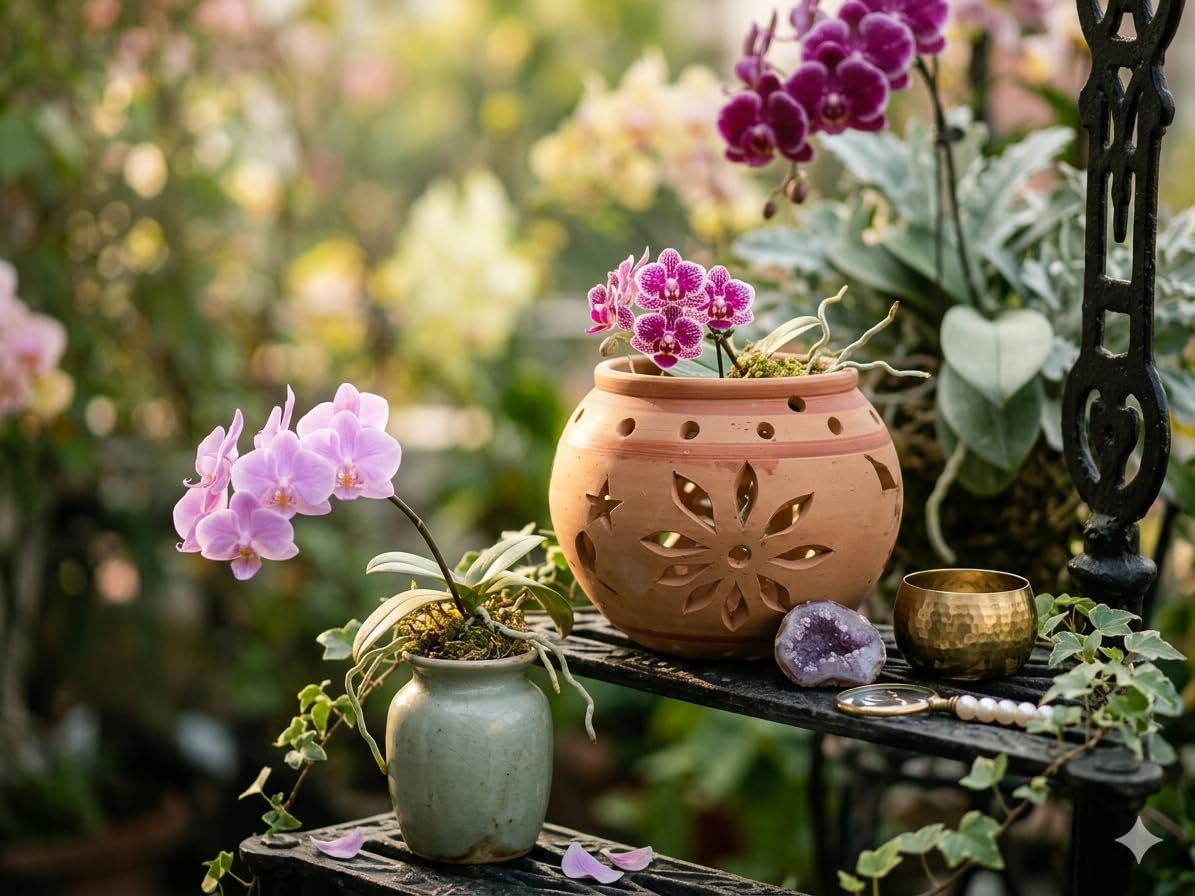 Handmade Round Shaped Unique Design Terracotta Orchid Planter for Matured Orchid | Big Size | Surprise, Premium Orchid Potting Mix | Pack of 1-image-35