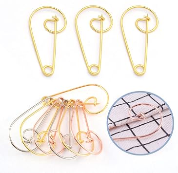 Metal Large Safety Pins, Spiral Pin, Gold, 2.2 inch, 40pcs