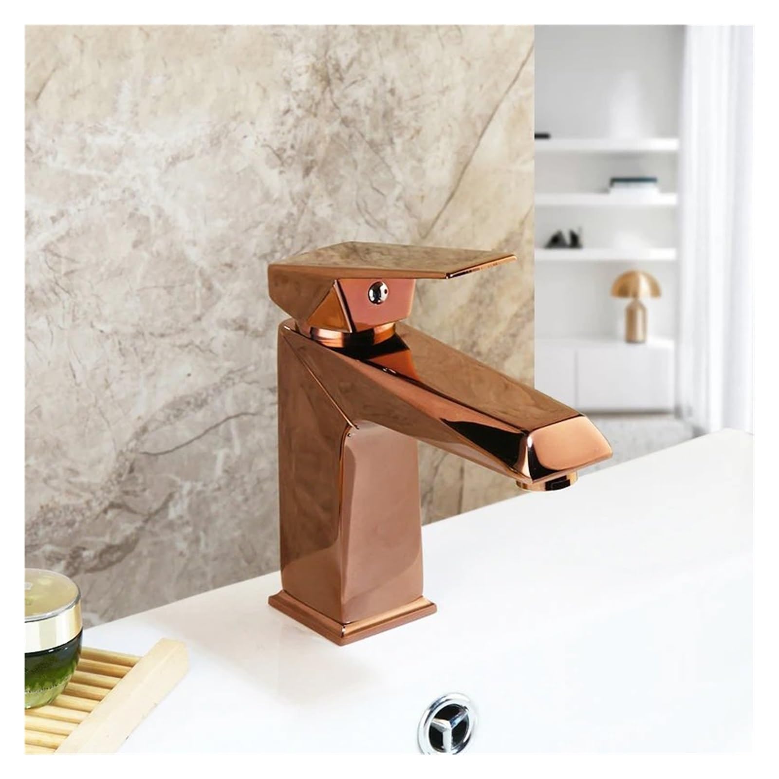 Robinet mitigeur d'évier or rose en laiton massif pour pont de cuisine - 7