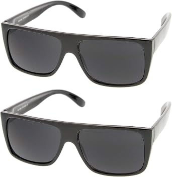zeroUV Retro Flat Top Wide Temple Eazy E Style Rectangle Sunglasses 57mm