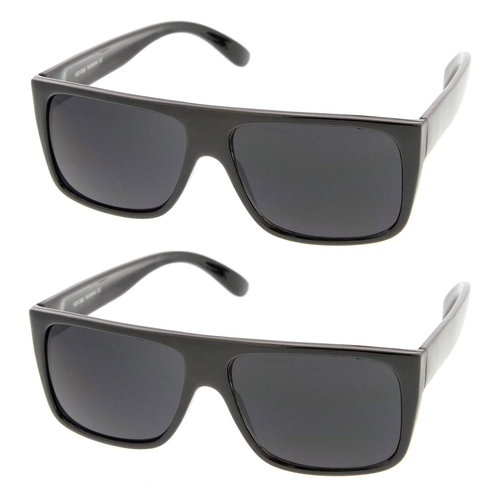 zeroUV Retro Flat Top Wide Temple Eazy E Style Rectangle Sunglasses 57mm