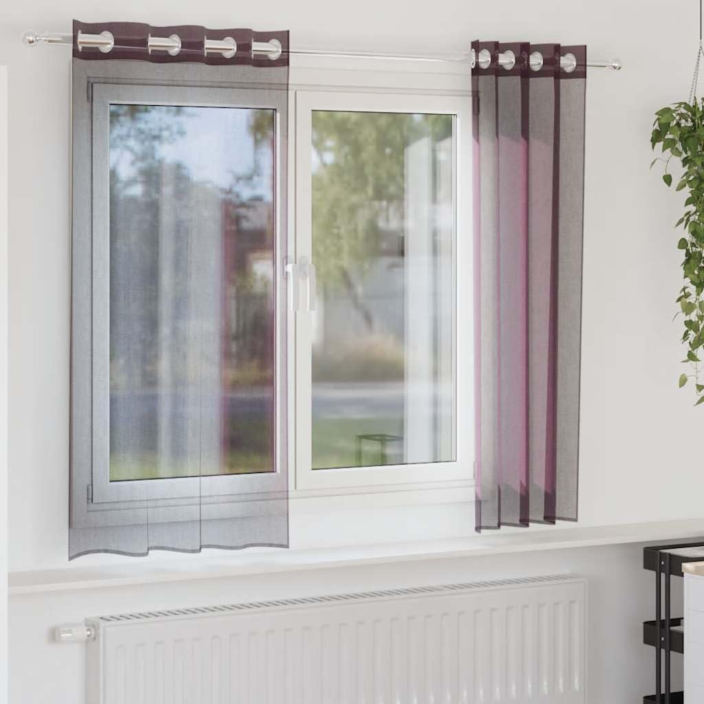 Voile Vorhänge mit Ösen 2 Stück Lila 140x140 cm, 100% Polyester, halbtransparenter Gardinenschal für Wohnzimmer Schlafzimmer Küche, Leichter Sichtschutz und Sonnenschutz