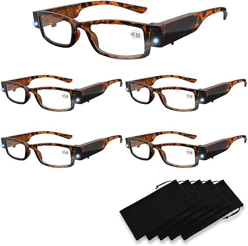 Miniatura 10 de Anteojos de lectura LED brillantes con luces, lentes de lectura, lupa iluminada, para lector nocturno, lentes compactos de marco completo, visión