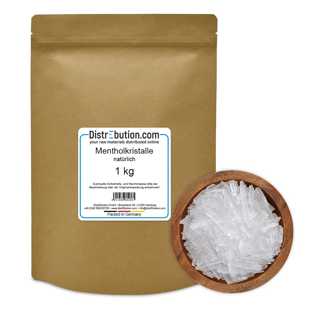 DistrEbution Mentholkristalle aus 100% Minzöl 1kg Sauna Aufguss reines Menthol intensiv und wohltuend