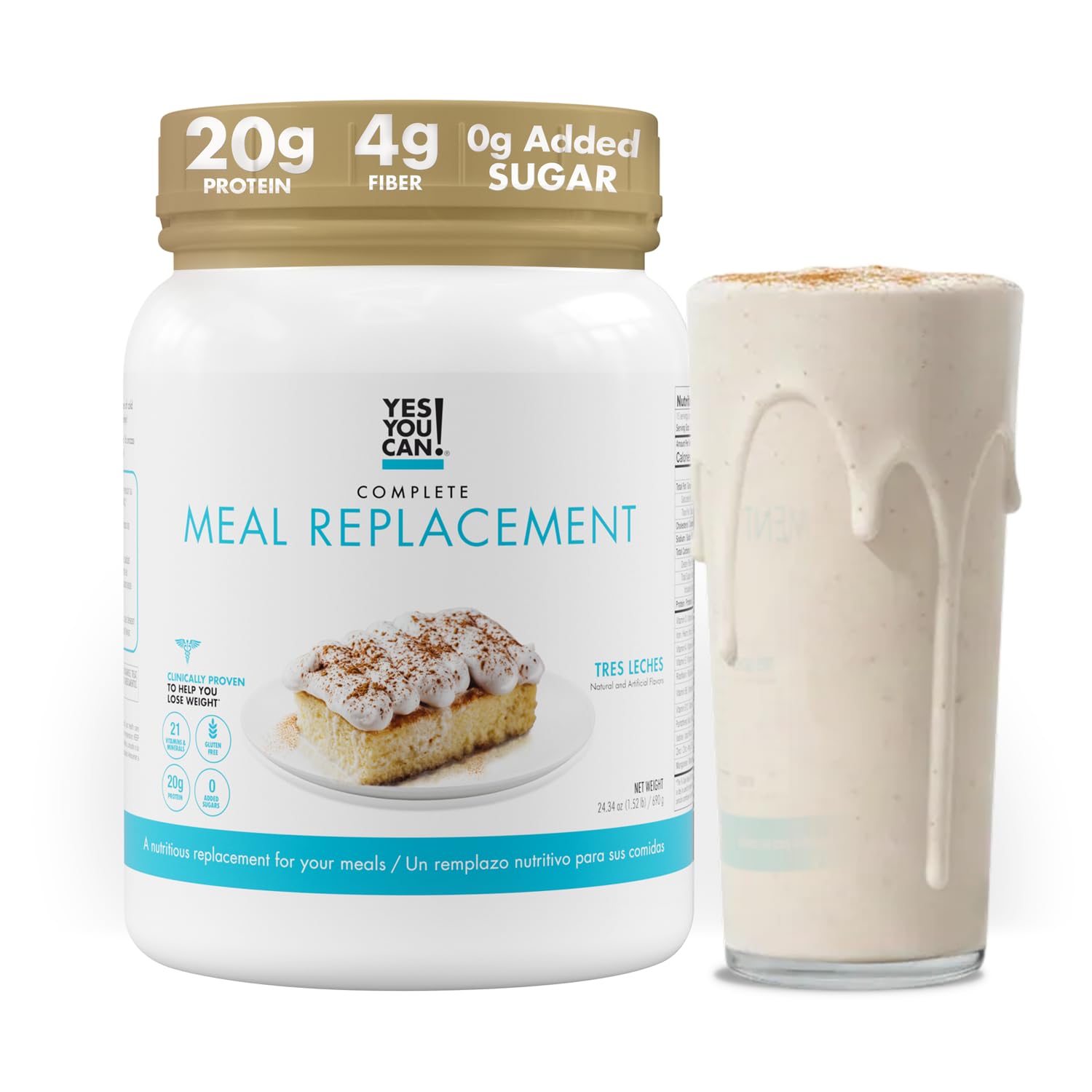 Complete Meal Replacement - 15 Servings, 20g of Protein, 0g Added Sugars, 21 Vitamins and Minerals - All-in-One Nutritious Meal Replacement Shake (Dulce De Leche)