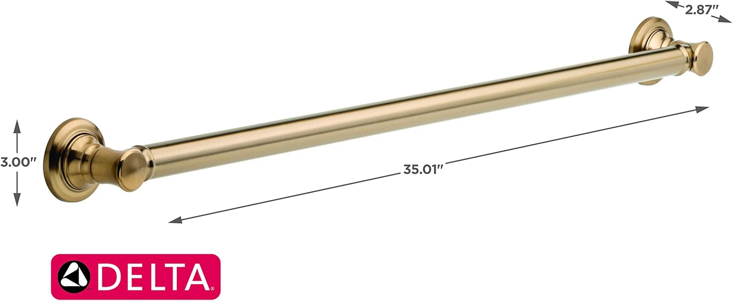 Holiday Deals 🛒 DELTA 41636-CZ Traditional 36-Inch Grab Bar with Concealed Mounting, Champagne Bronze