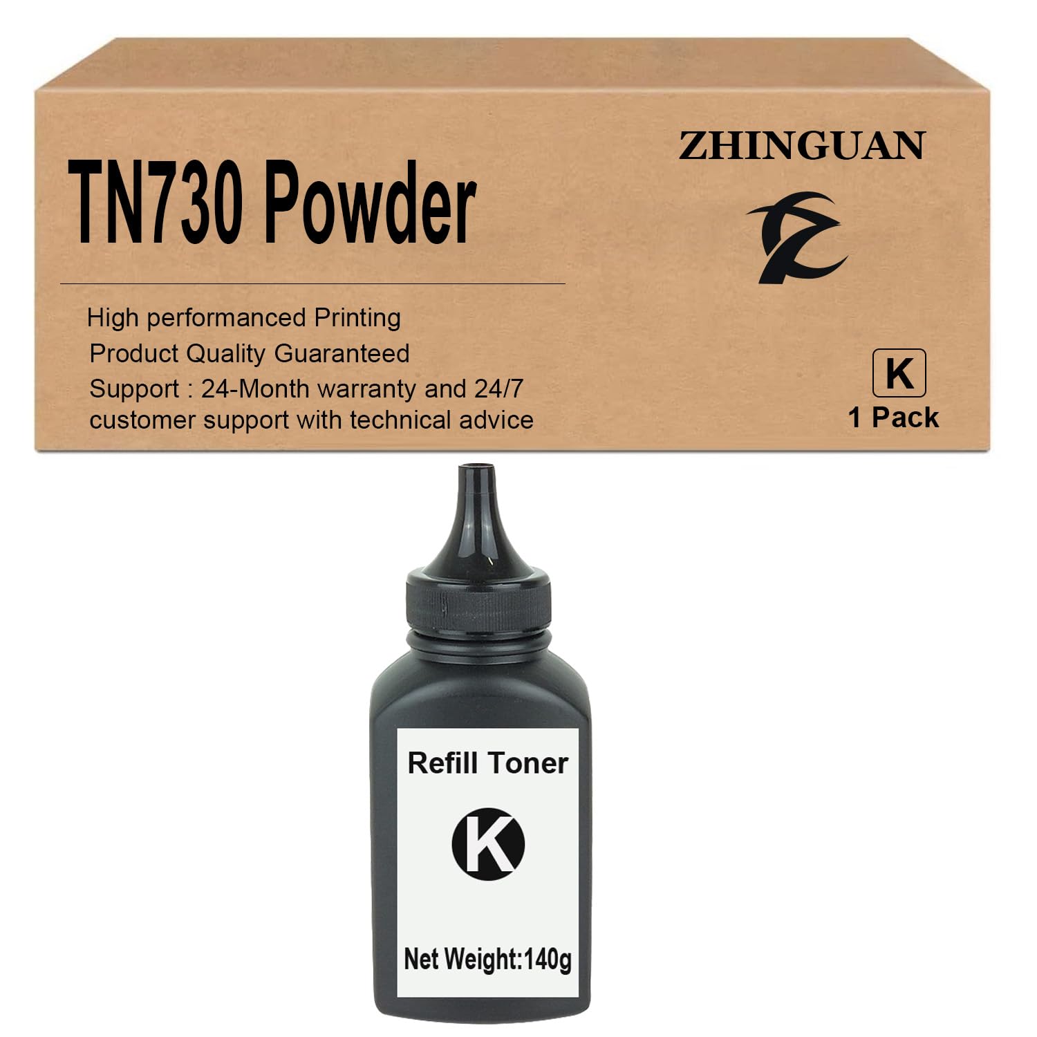ZHINGUAN Toner Refill Works for TN420 TN450 TN540 TN630 TN650 TN660 TN720 TN730 TN760 TN770 TN780 TN850 Black Toner Powder