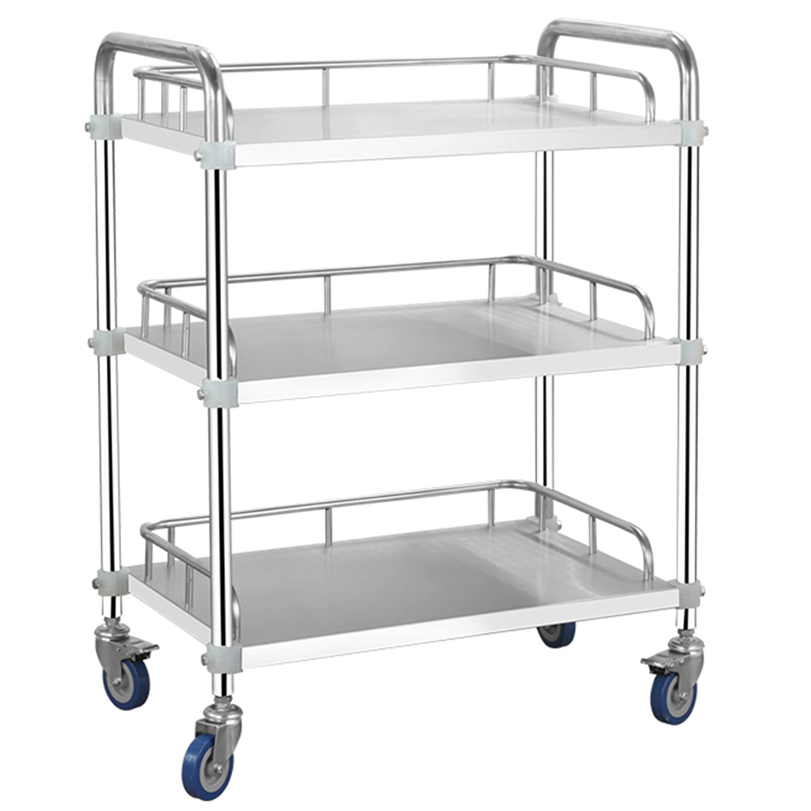 LJYKBFL Stainless Steel Utility Cart With Lockable Wheels 50X40X86 Cm Removable Service Trolley For Kitchen And Hotel Use Heavy-Duty Storage Rolling Cart