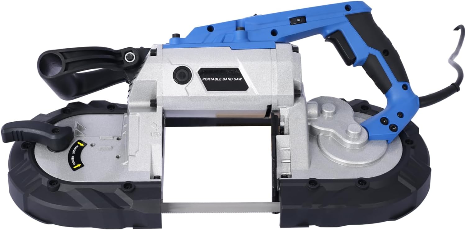 High-Performance Portable Band Saw With Removable Steel Base Blue Aluminum High-Powered 1100W Motor Diy Automotive Building Versatile For All Seasons