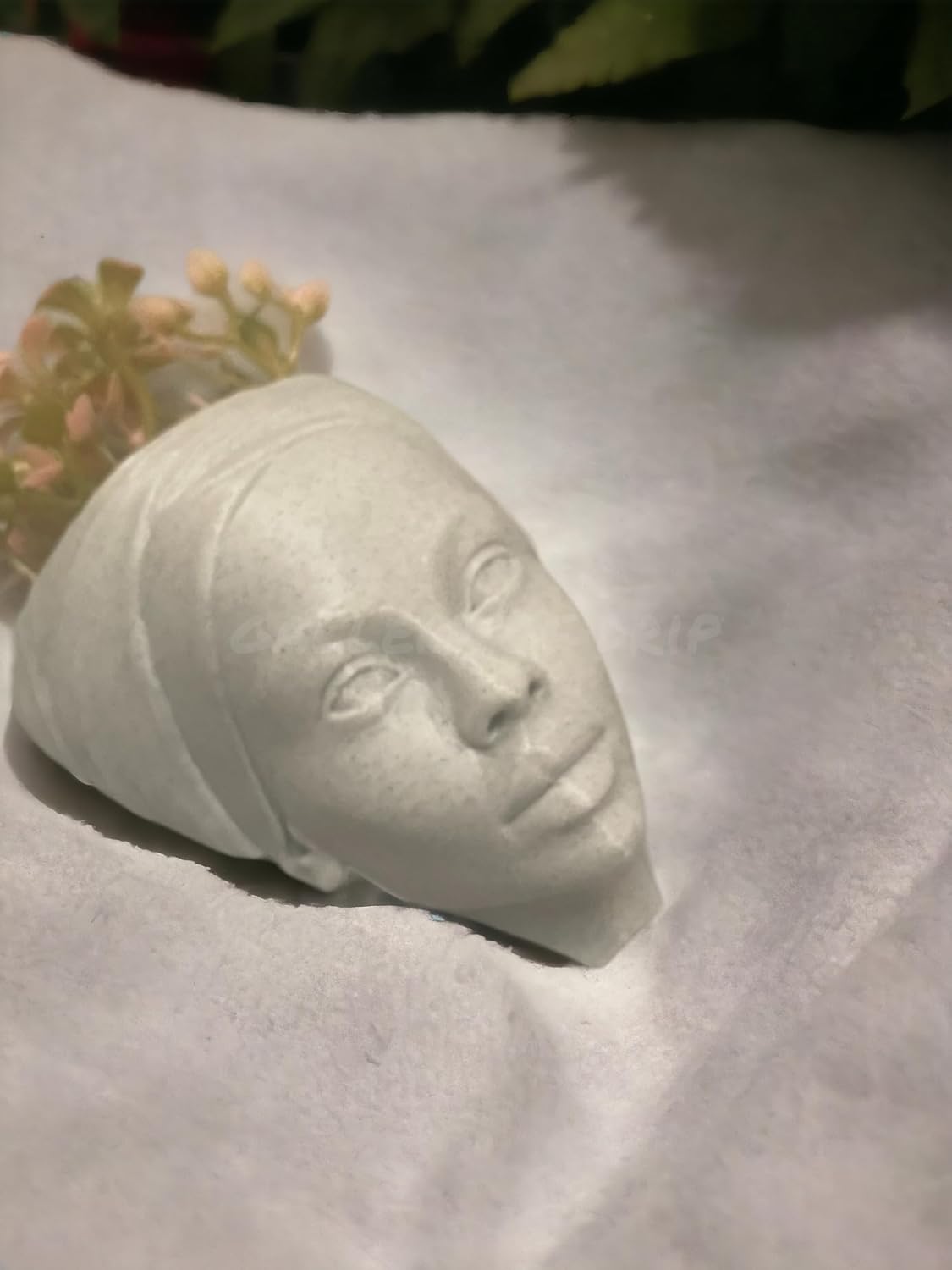 African Woman Head Planter - Black Girl Wall Art & Ebony Lady Face Flower Pot, Perfect Indoor-Outdoor Gardening Gift, Boho Modern Decor - Living Room, Bedroom (White Marble Stone, Larger 9" (Height))