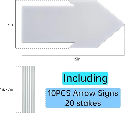 Miniatura 2 de 10 letreros de flecha en blanco de 15 x 7 pulgadas con estacas letrero de flecha de esta manera para decoración de fiestas venta de garaje poste