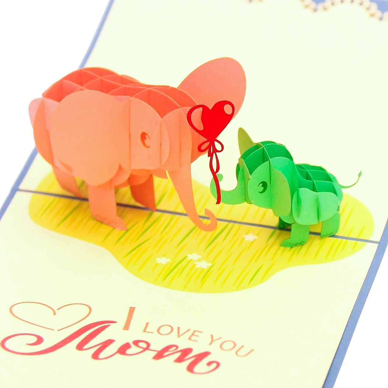 CUTE POPUP - Adorable Elephants Baby & Mom Mother's Day 3D Popup Card Thinking of You Surpring Present for Mom, Woman, or Someone You Love