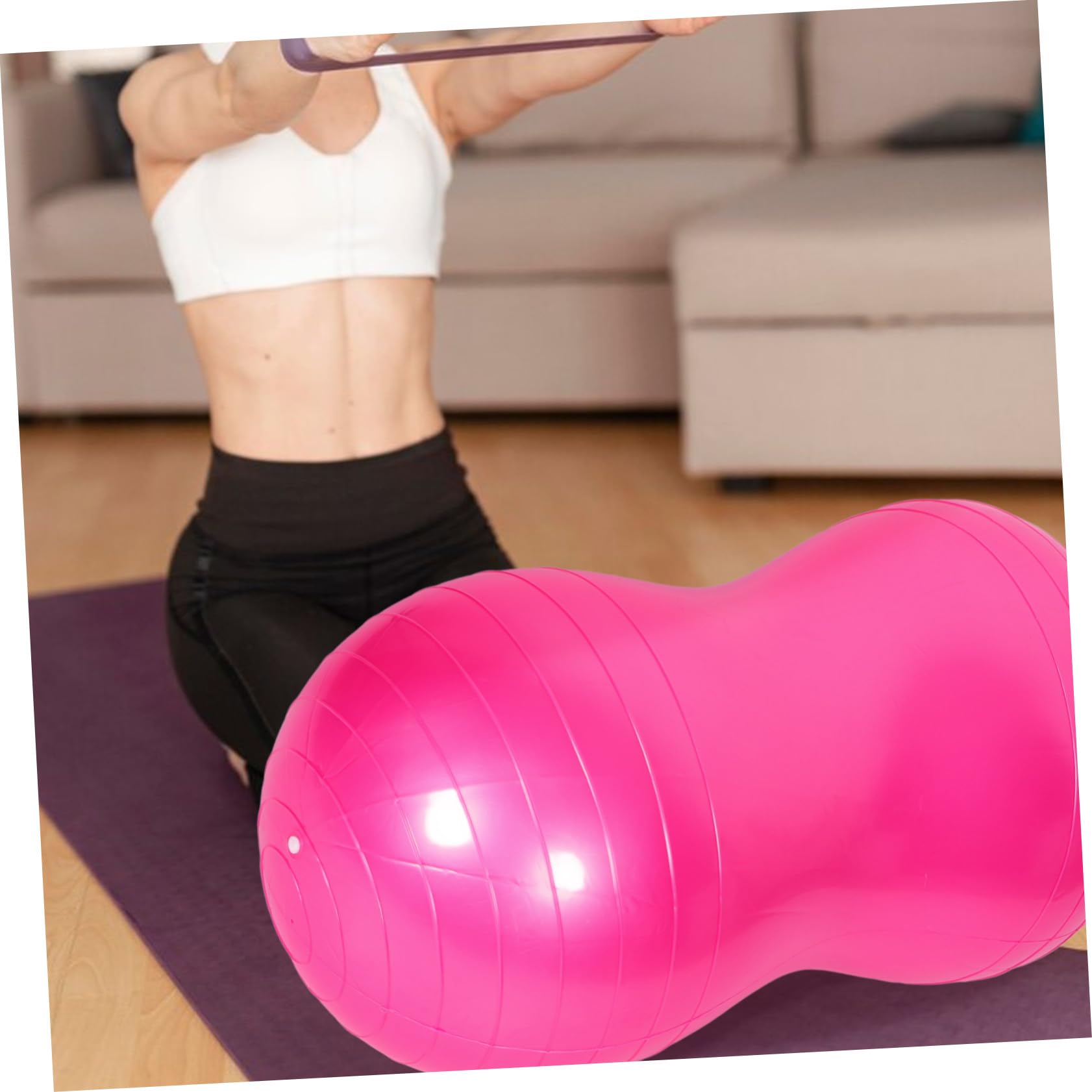 Ballon de Gymnastique Antiburst pour Grossesse et Fitness Ballon Exercice Massage Épais pour Yoga Pilates et Rééducation avec Pompe Support de Stabilité pour Entraînement du Tronc