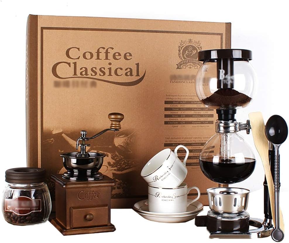 Siphon Coffee Maker Set Coffee Syphon Technia Siphon pot gift box Suit 3 cups, 39 * 14 * 44cm Vacuum Coffee Makers