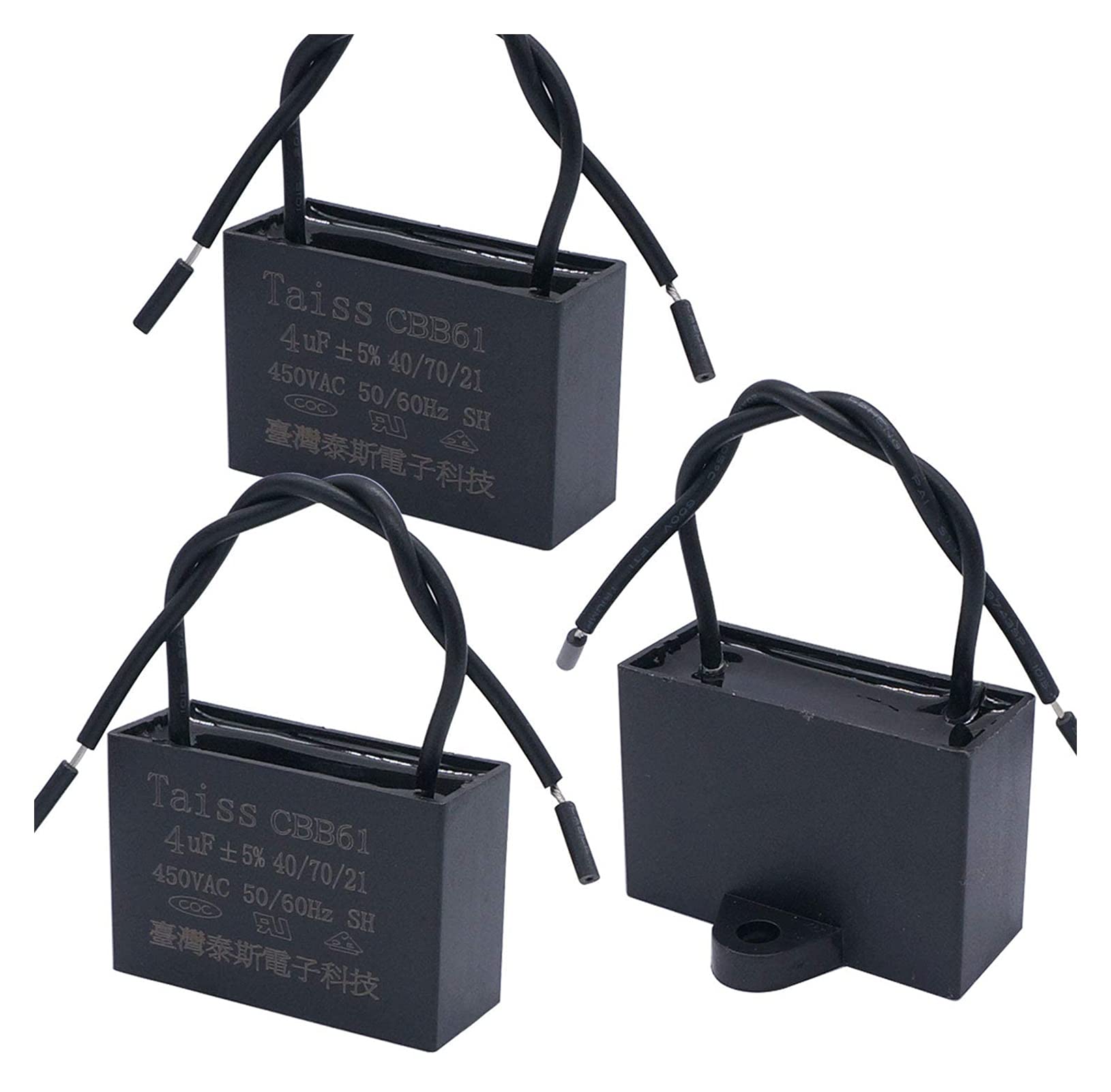 interruptor electronico Condensador de ventilador de techo CBB61 4.5uf for New Tech 2 cables 50/60Hz 450VAC (Size : 3pcs-4uf)