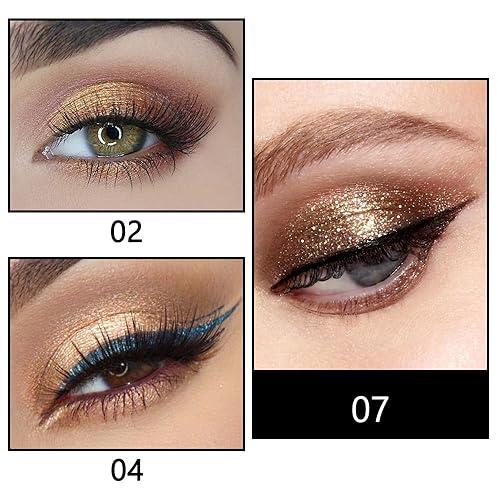 Miniatura 2 de evpct Juego de 3 sombras de ojos líquidas con purpurina Desert Mocha Beige Gold con purpurina brillante metálico brillante multicolor delineador de