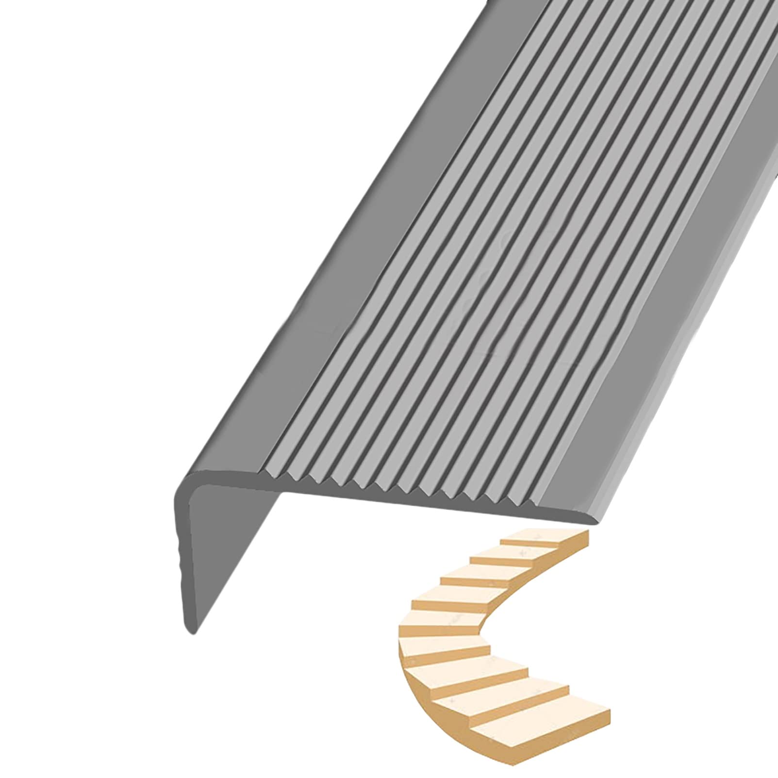 Rubber Stair Treads Non-Slip Step Edge Trim Protector - Waterproof Stair Nosing for Indoor/Outdoor Steps, Provides Safety and Decoration, Durable and Reliable Protection