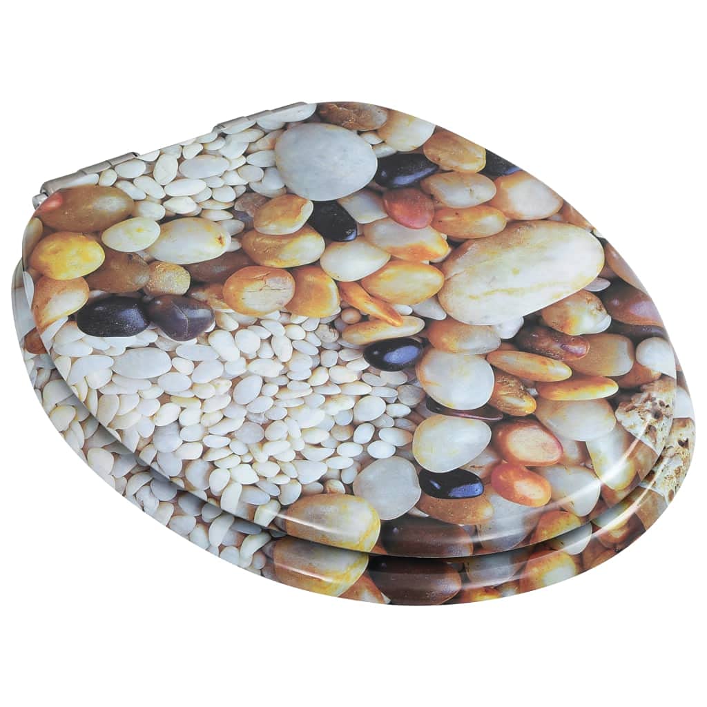 Homgoday Deski sedesowe 2 szt. z miękkimi pokrywkami MDF Pebbles Design osprzęt do toalet i bidetów
