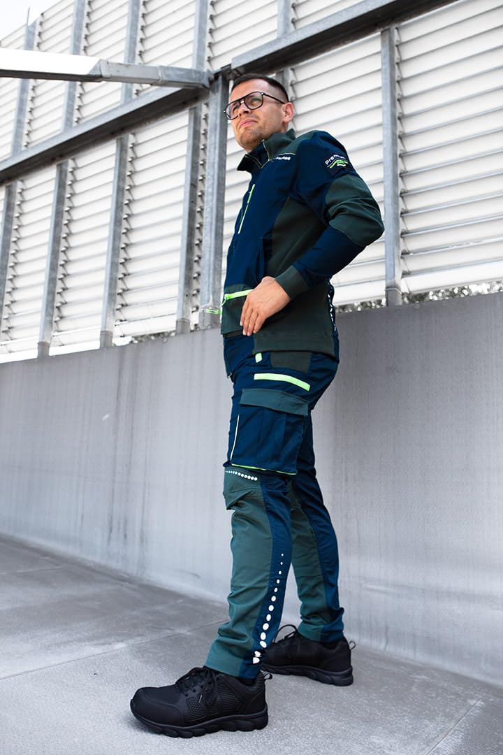 NEO TOOLS Herren Premium Arbeits-Latzhose, 62% Baumwolle, 35% Polyester, 3% Elasthan 250 g/m2, Gr. XS-3XL, Knie- und Schienbeinbereich mit Cordura, elastischer Gummibund und Y-Hosenträger