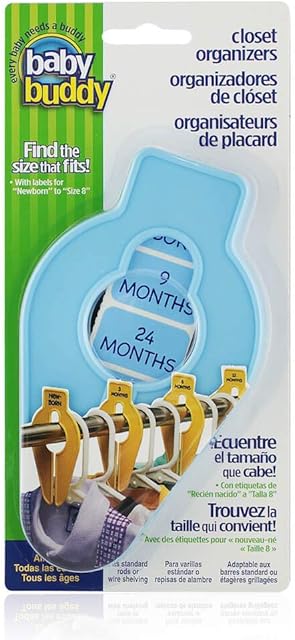 Size-It Closet Organizers by Baby Buddy - Baby Clothes Closet Dividers Nursery Clothing Organization for Babies and Kids, Newborn up to Size 8, Clothes Divider for Closet, Blue, 5 Count
