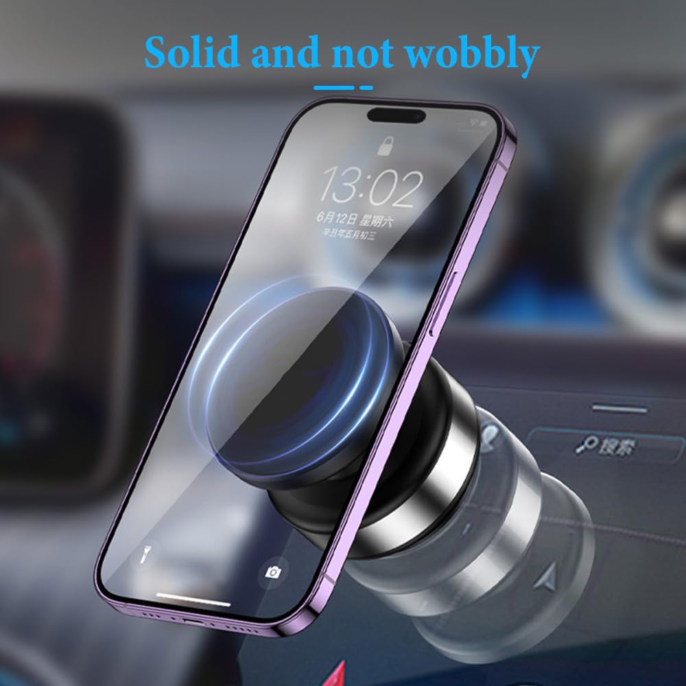 hoehew Supporto magnetico per telefono da auto, con ventosa rotante a 360°, con presa magnetica, compatibile con iPhone e Android, per auto, palestra, cucina, specchio superfici lisce (argento)