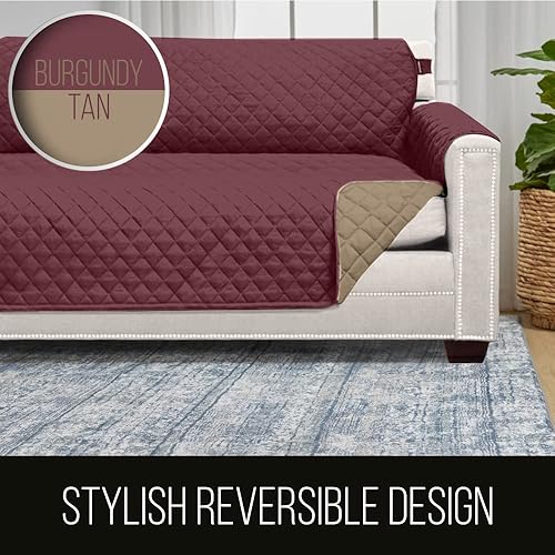 Vista 61 de Sofa Shield Funda de sofá con correa, reversible, resistente a las manchas y al desgarro, funda acolchada de microfibra, lavables, asiento de 78