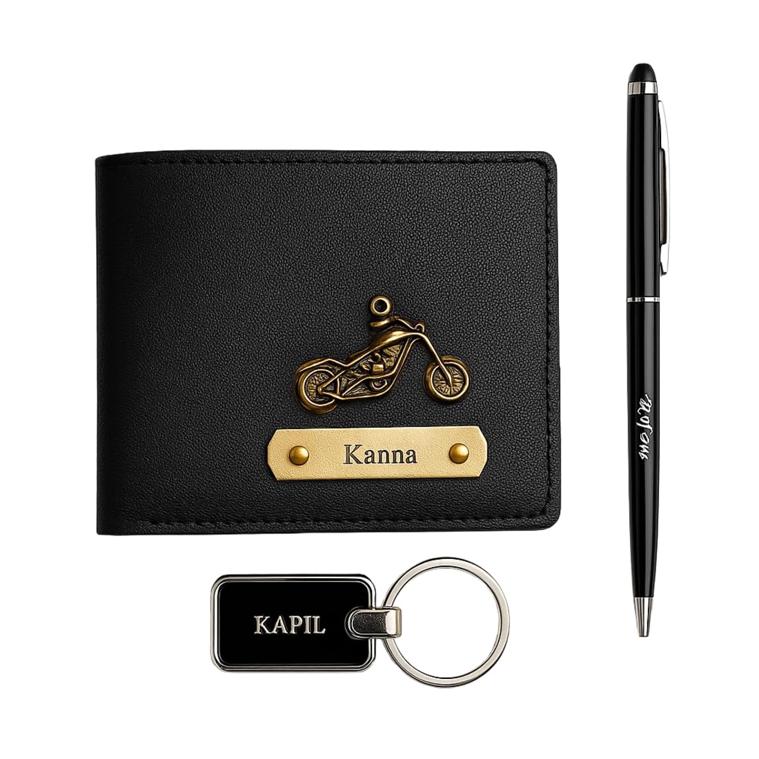 Premium Imported Wallet & Metal Keychain with ST Pen (Black)-image-40