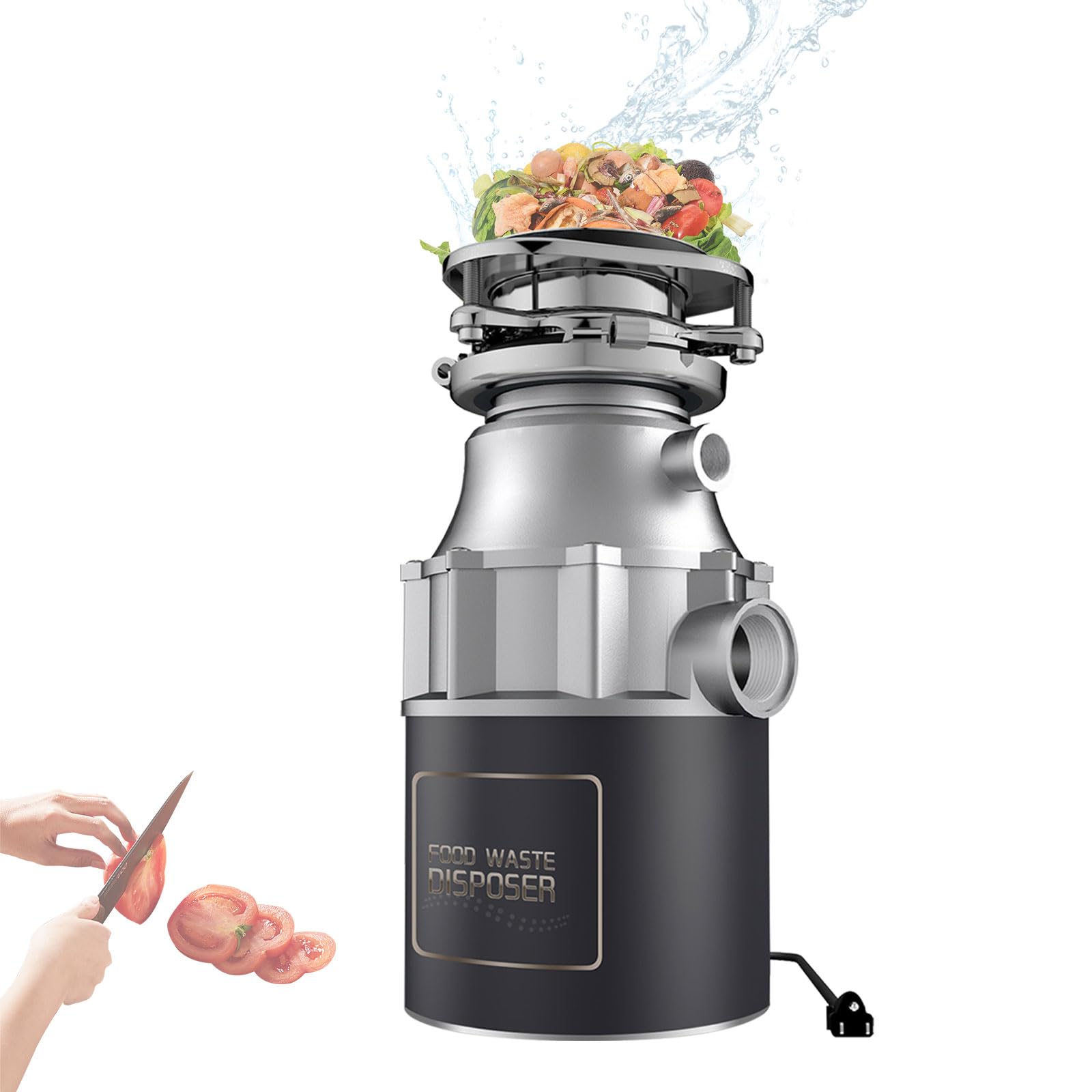 Dissipatore di rifiuti alimentari, unità di smaltimento dei rifiuti da 560 W per lavello da cucina, capacità 1200 ml, macinazione in acciaio inossidabile a 4 fasi, silenzioso e facile da installare