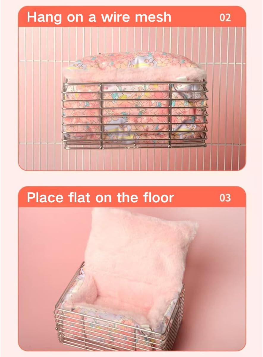 Sugar Glider Cage Platform Accessories Hanging Rat Ledge Stainless Steel Bed with Warm Nest Sugar Glider Hammock Squirrel Cage Bed Small Animal Habitat for Hamster Chinchilla (Green,Small)