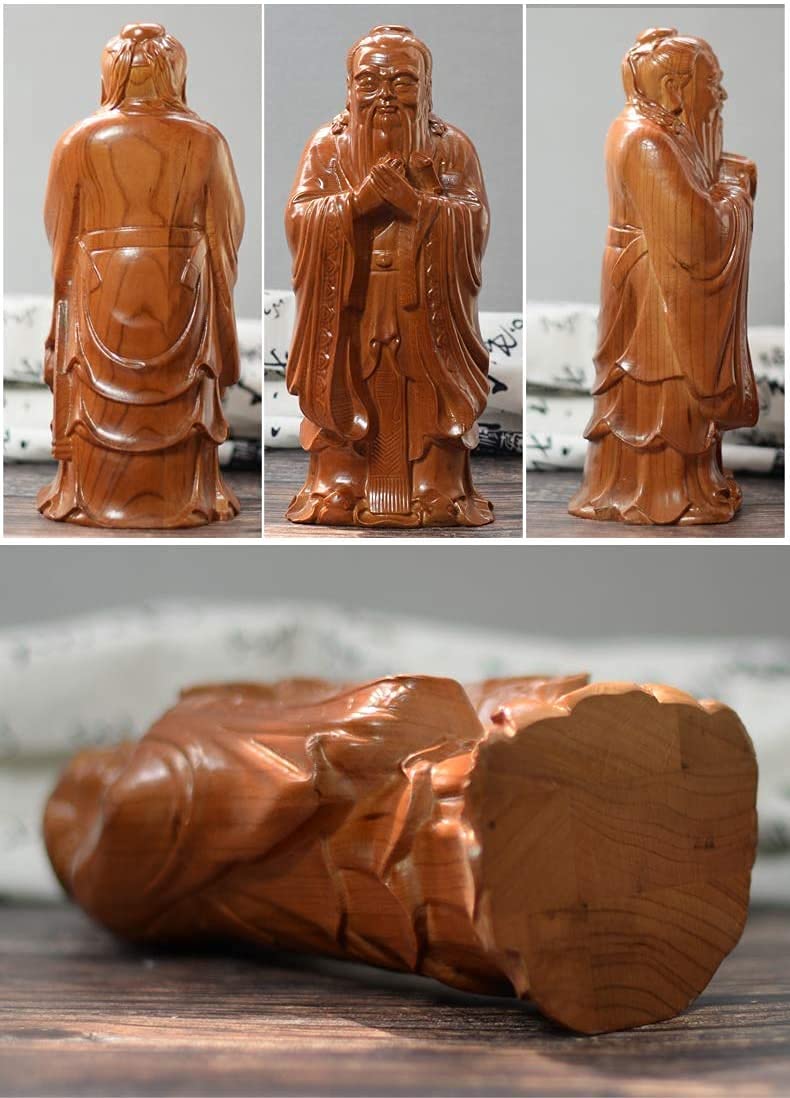 prezenty powodzenia Rzeźba Blat Statuetka Rzeźba Figurka Brzoskwiniowe Drewno Konfucjusz Ogród Filozof Konfucjusz Prezent dla nauczyciela (rozmiar: wys. 23 cm)