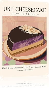 Ube Cheesecake Vintage Funny Metal Sign Retro Kitchen Bedroom Living Room Signs 8x12 Inch Wall Decor Posters for Bathroom Garden Garage Restaurant Dormitory Wall Art