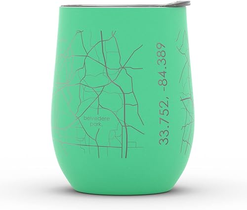 Vista 1137 de Well Told Lexington Kentucky Map - Vaso de vino aislado con grabado de mapa de Kentucky, taza de acero inoxidable grabada (12 onzas, verde domingo)