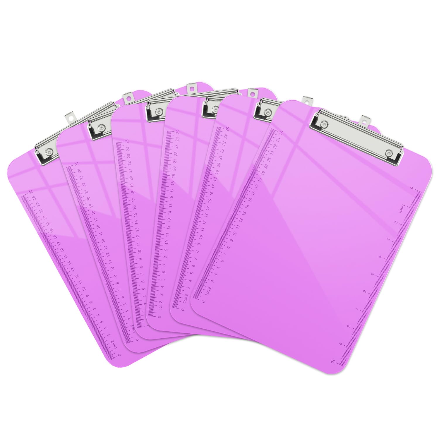 Piasoenc 6 Pack Plastic Clipboards, Translucent Clip Board with Low Profile, Office Supply, School Supplies