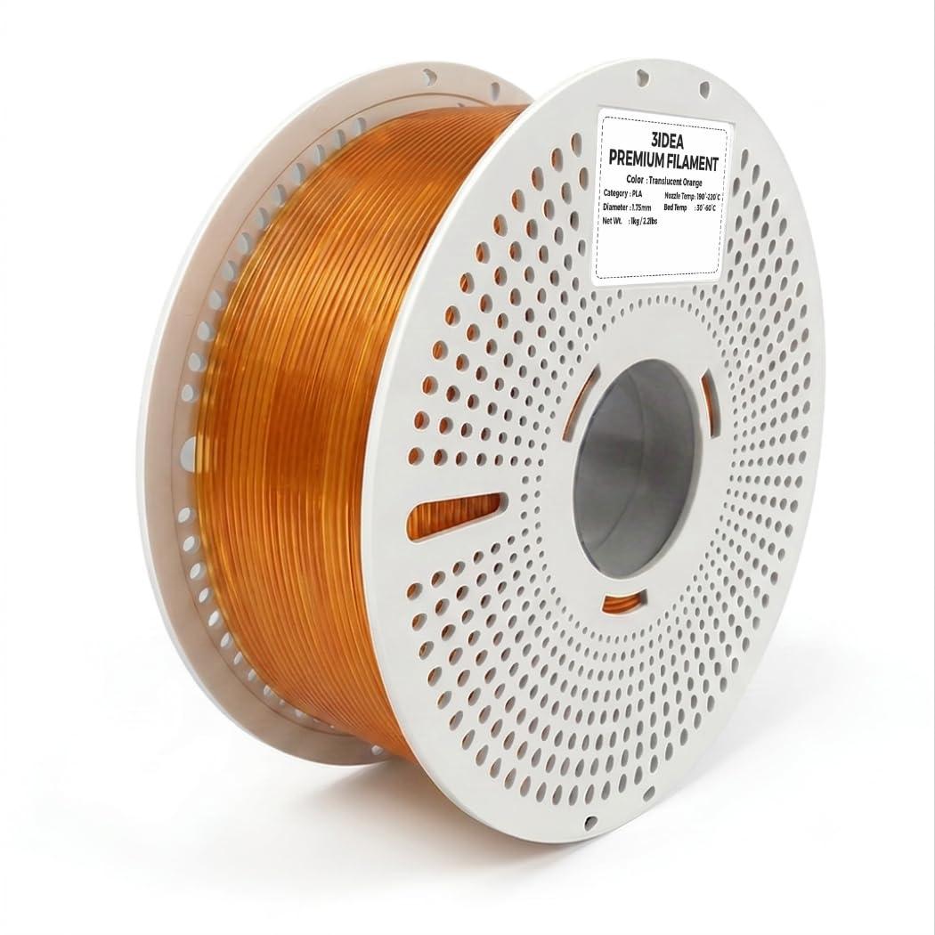 3IDEA PLA Translucent 3D Printing Filament 1.75mm, Transparent, 1KG, Reusable Spool, Premium PLA Filament, Dimensional Accuracy ±0.02mm, Smooth & Consistent Printing Orange-image-39