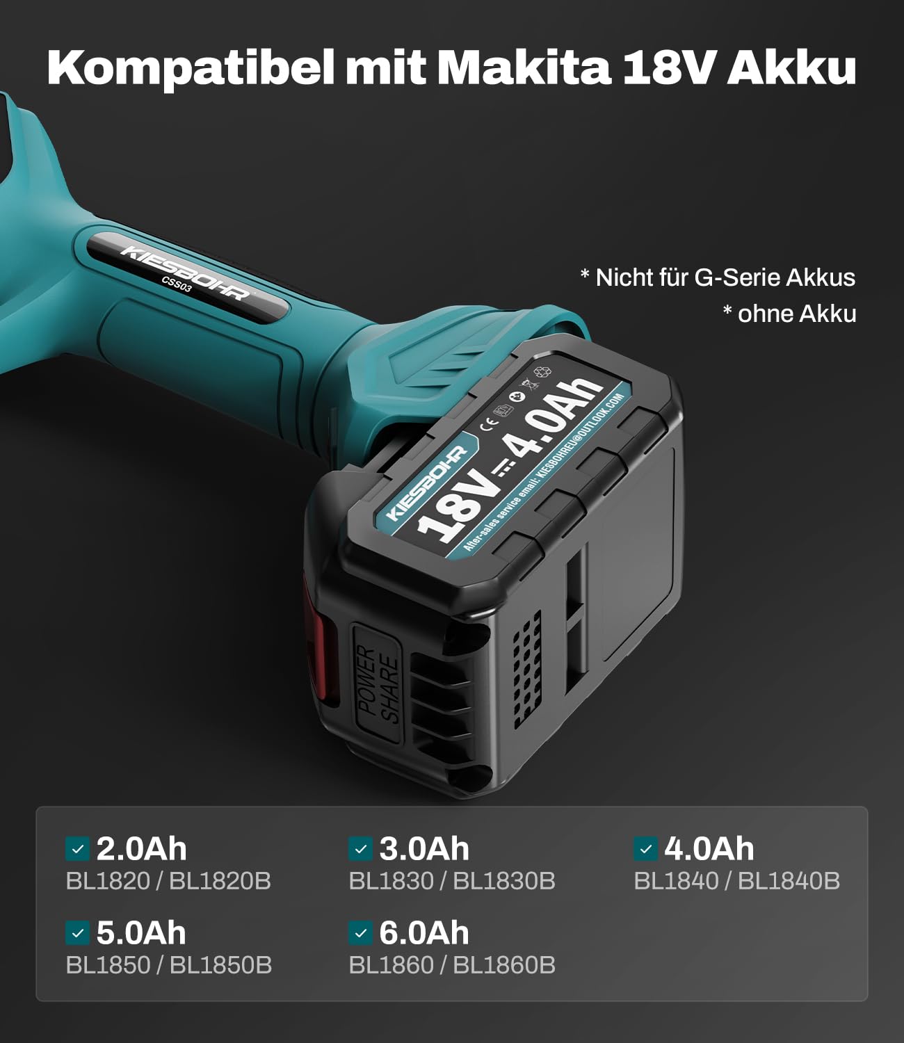 40mm Akku Astschere Kompatibel mit Makita 18V Akku, CSS03 Bürstenloser Elektrische Gartenschere mit LCD-Anzeige, Elektrisch Baumschere Akkuschere (ohne Akku und Ladegerät)