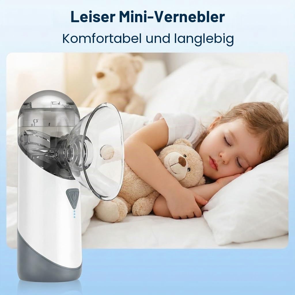 Vorteilhafter Inhalator für Haushalte: Leise und selbstreinigende Verneblertherapie mit regulierbarer Partikelgröße, portabel & akkubetrieben