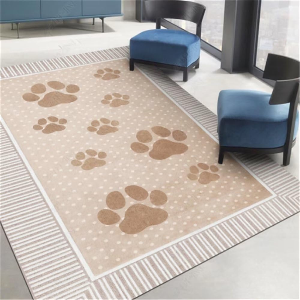 Tapis salon gris aux empreintes d'animaux pour une chambre ado chaleureuse