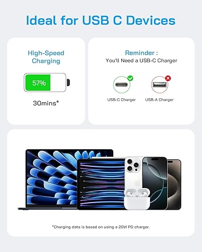 Miniatura 3 de Paquete de 3 bloques de carga rápida AISNI compatibles con iPhone 17, 16, 15, cargador USB C de carga rápida, cable de carga larga tipo C de 6 pies
