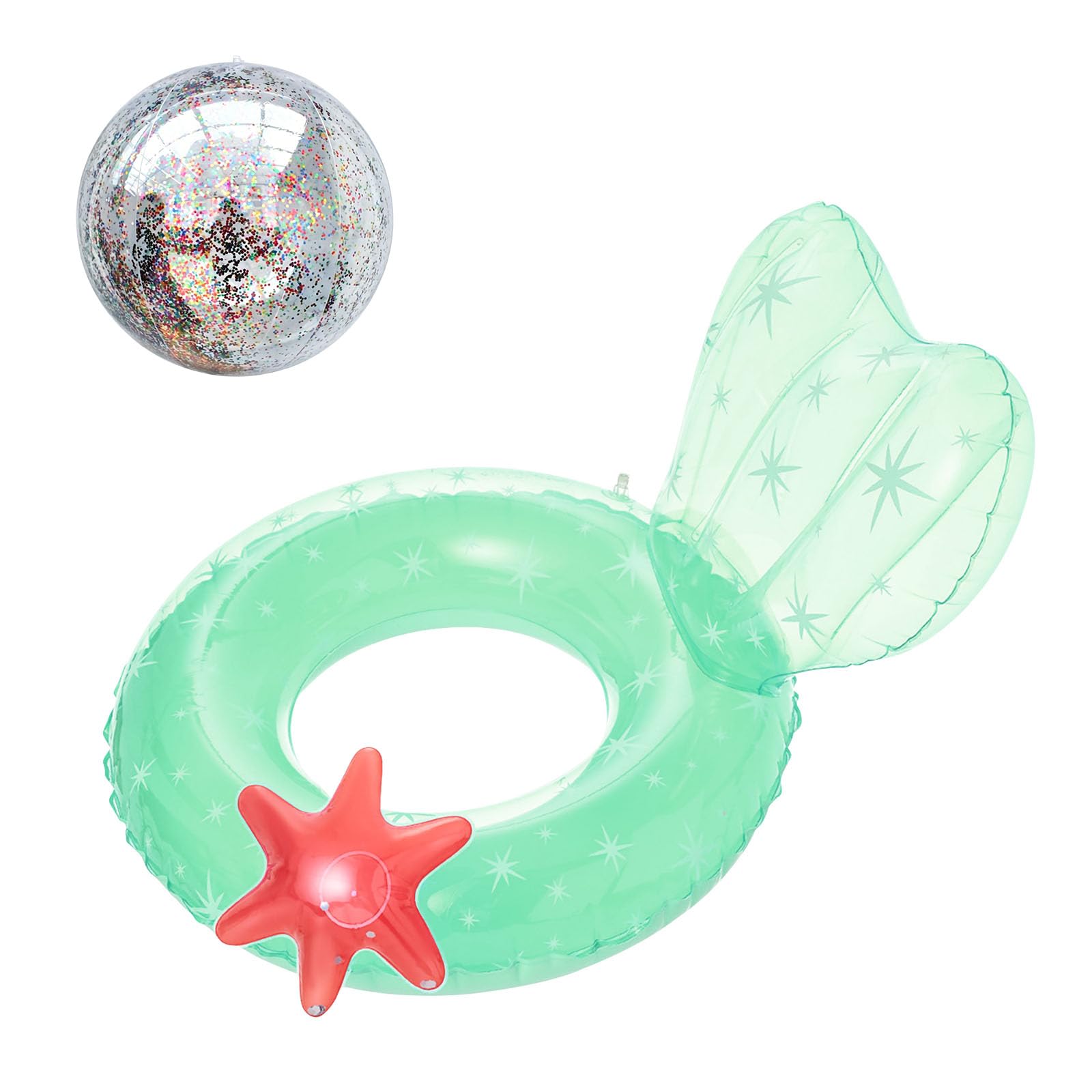 Hittriu Inflatable Swimming Ring & Beach Ball, Green Cactus Pool Rings PVC